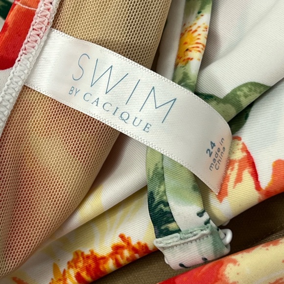 Casique Tiered Swimsuit Tropical Palm Tankini Plus SZ.24 with Tennis Style Skirt - Picture 5 of 5